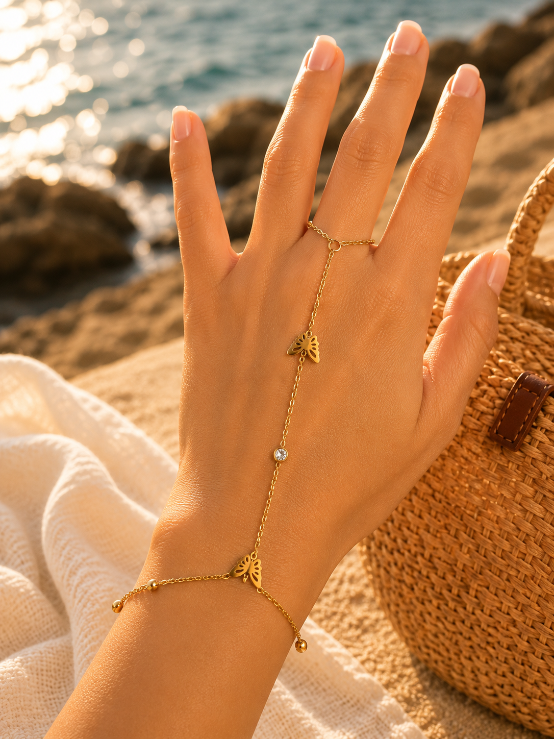 Golden Butterfly Hand Chain