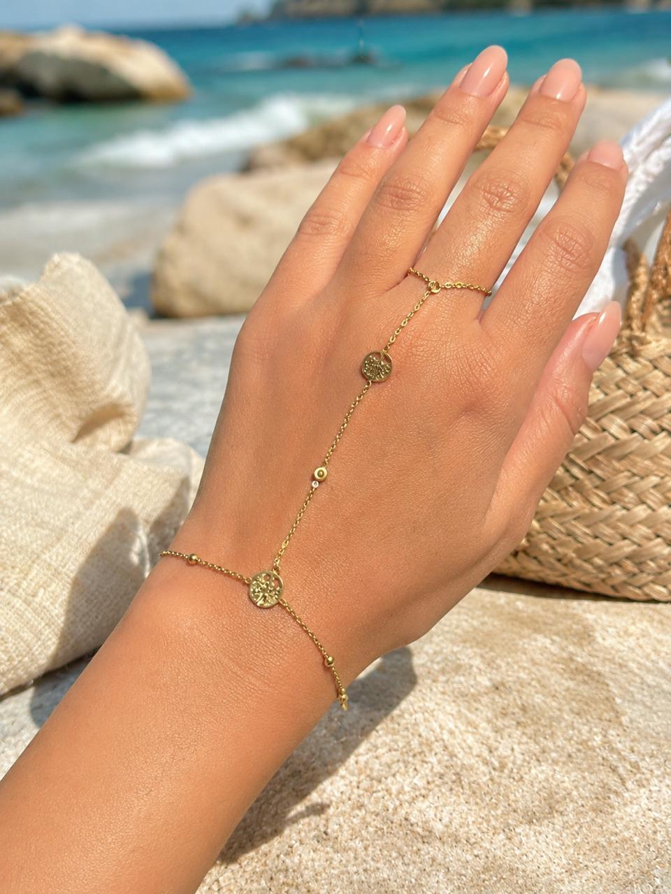 Golden Tree Charm Hand Chain