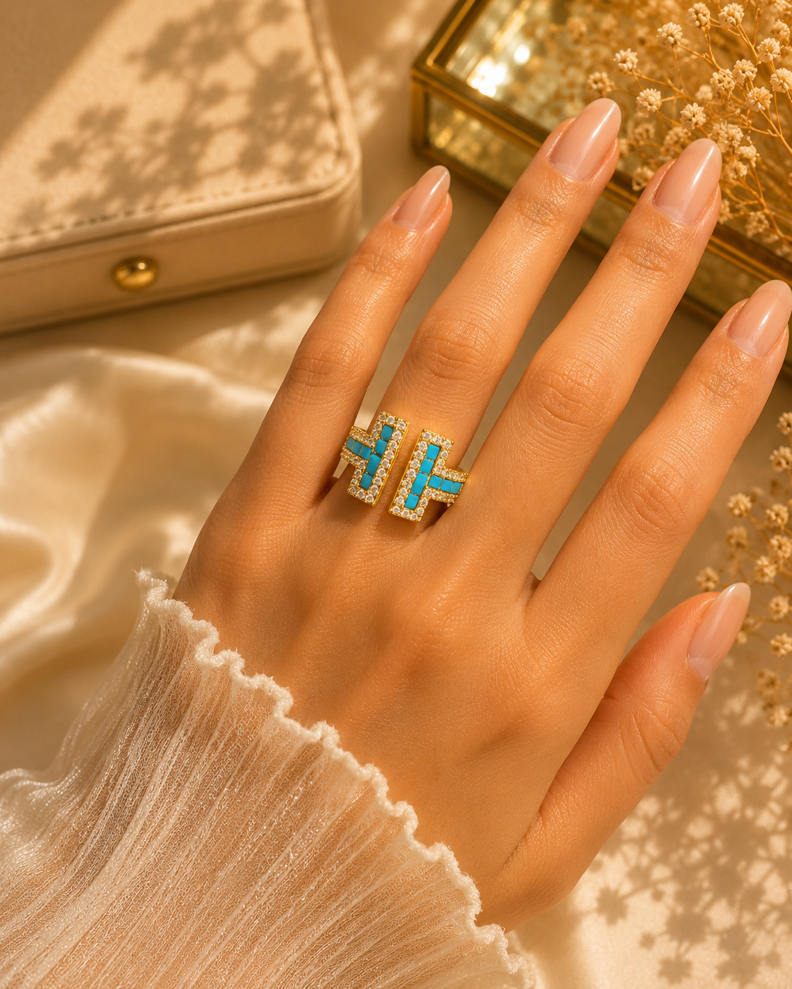 Turquoise T-Bar Statement Ring