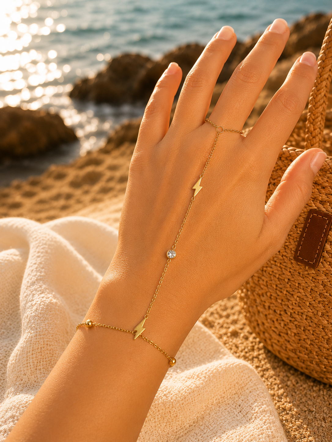 Golden Lightning Hand Chain