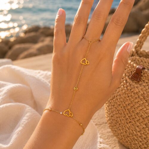 Golden Hearts Hand Chain
